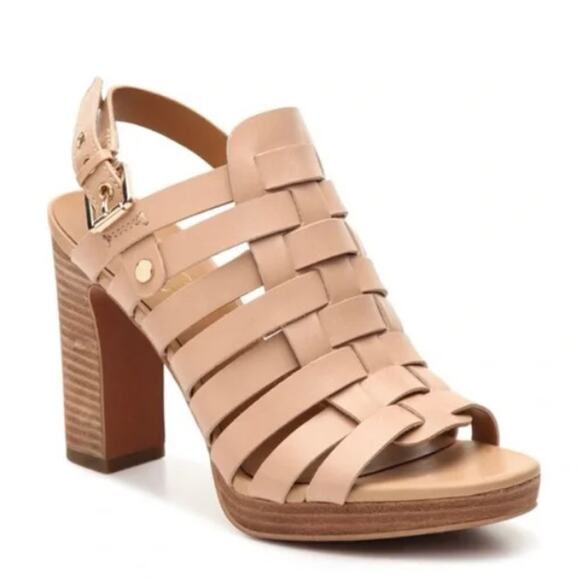 Franco Sarto Remain Beige Woven Slingback Heeled Sandals Size 8.5 - Picture 1 of 7